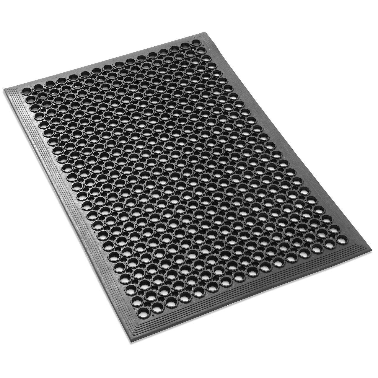 GRIDMANN Rubber Floor Mats, Anti-Fatigue Drainage Mats, Non-Slip and Grease Resistant for Restaurants, Commercial Kitchens, Bar Floors, Black
